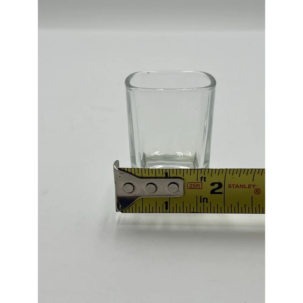 Pair Square Clear Glass Shot Glasses Heavy Base 2.75